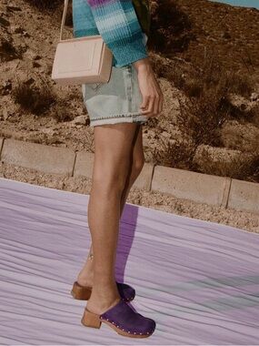 Miista Allison Purple Leather Clogs with Wood Heel size 39